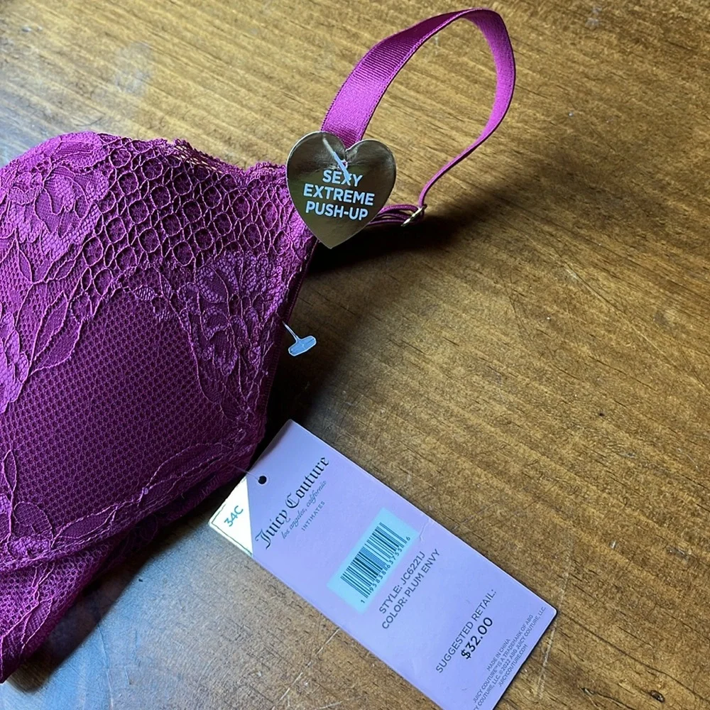 Juicy Couture Sexy Extreme Push-Up Plum Envy Bra - Sz 34C